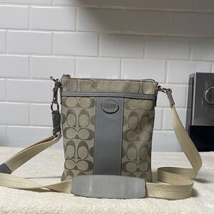 Coach Tan and Gray Signature Crossbody Bag